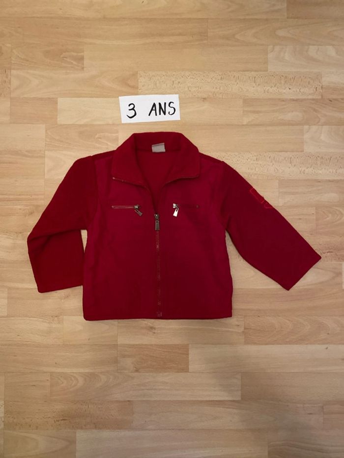 Veste zippée polaire rouge 3 ans - photo numéro 1