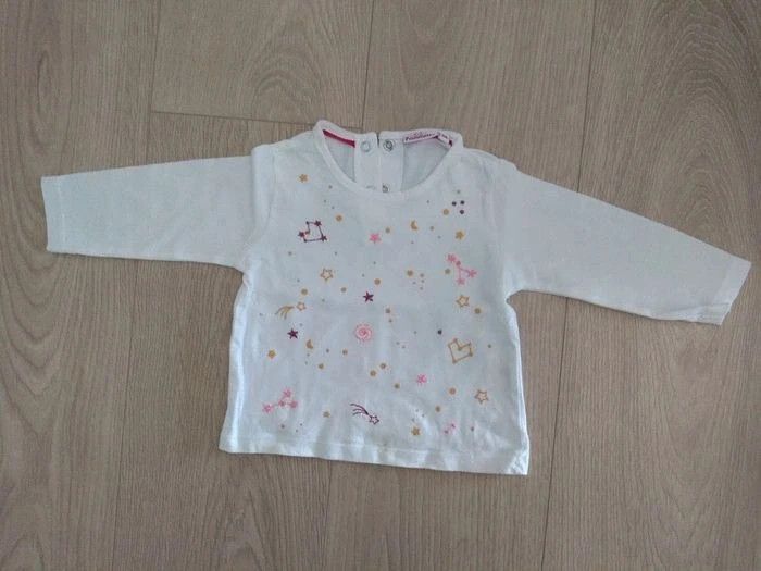 Tee shirt étoiles rouge doré Pommette 6 mois
