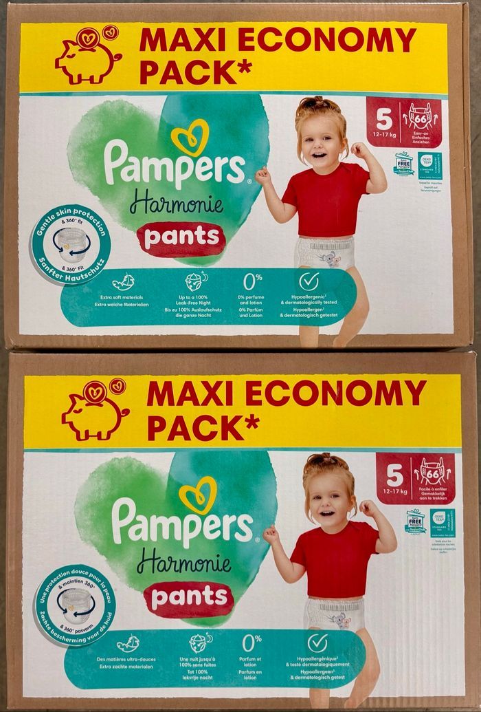 Lot de 2 cartons de couches Pampers Harmonie Pants taille 5 132 couches