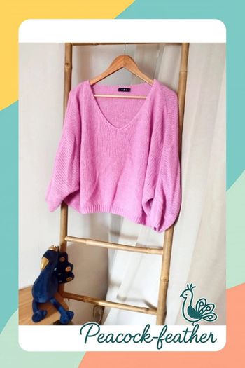 Pull large rose TU mailles