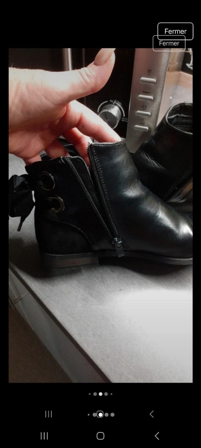 Très jolie bottines noir à nœud velours au talon - photo numéro 7