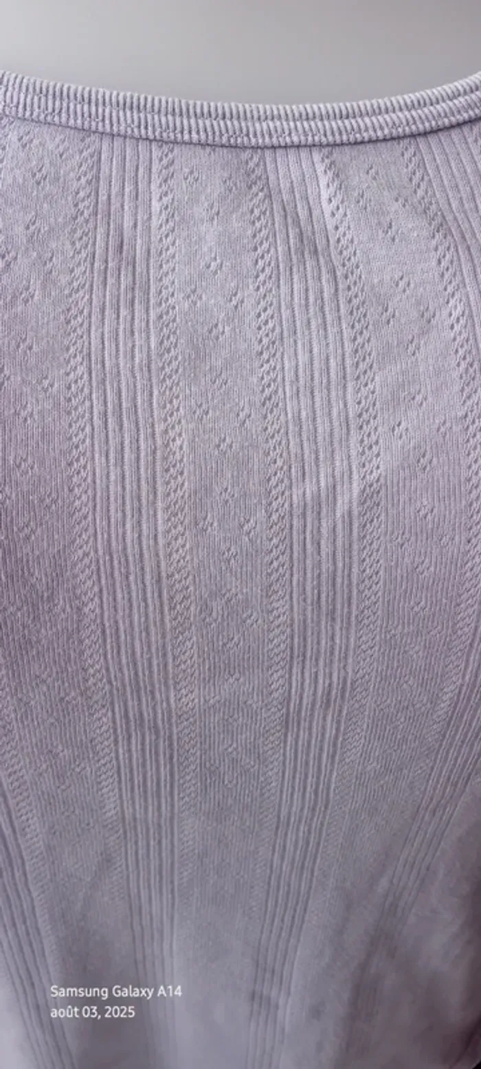 Débardeur en coton motif rayures losanges ajouré mauve femme 42/44 edeis la redoute - photo numéro 7