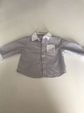 Chemise bébé à rayures grises 6M