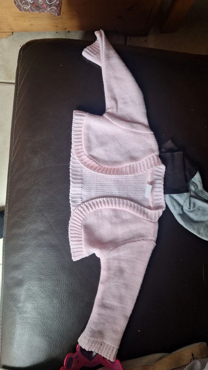 Boléro pull laine rose claire - photo numéro 2