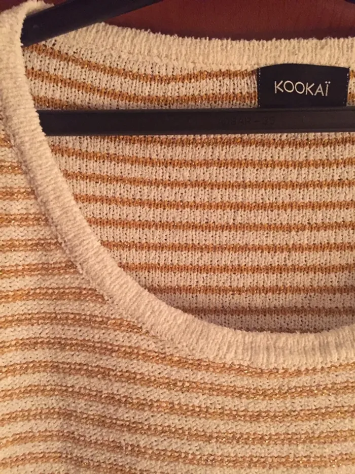 Pull Kookai blanc et brillant manches 3/4 - photo numéro 2