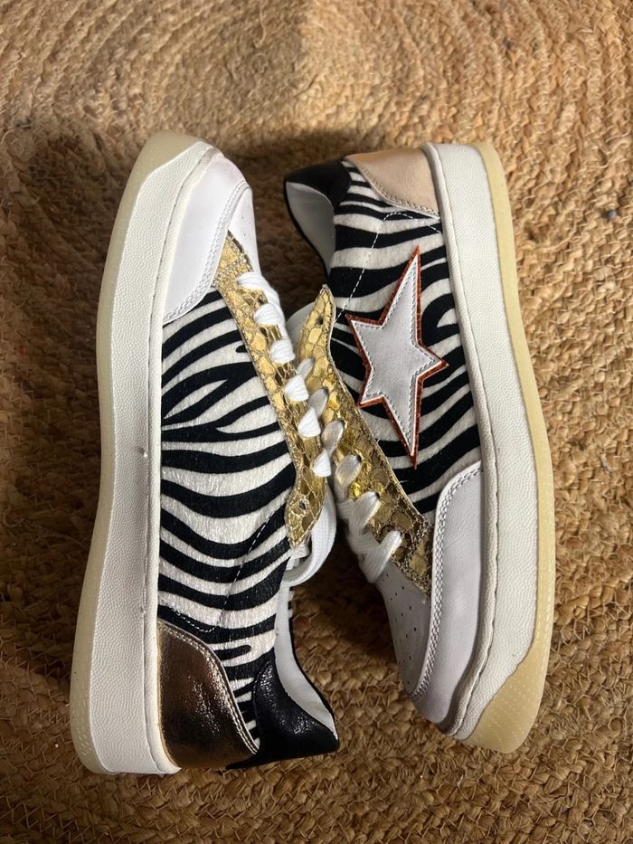 Baskets femme Findlay taille 40 dorées à zébrés avec étoile - photo numéro 4