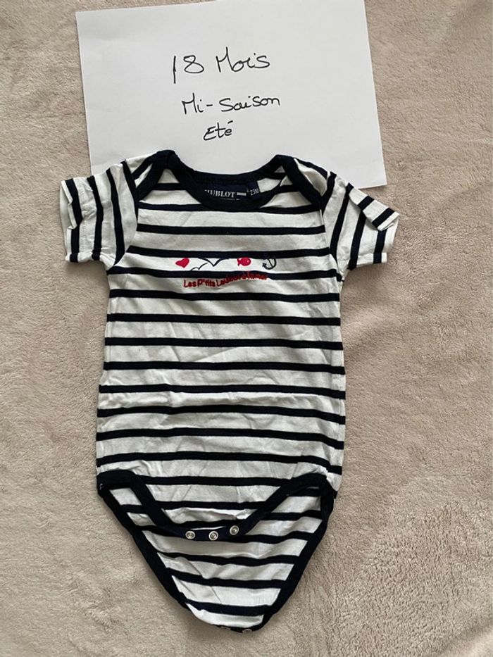 Lot de 2 bodies manches courtes - Petit Bateau, Hublot - 18 mois - TBE - photo numéro 2