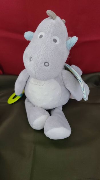 Doudou dragon gris bleu vert rayé OBAIBI