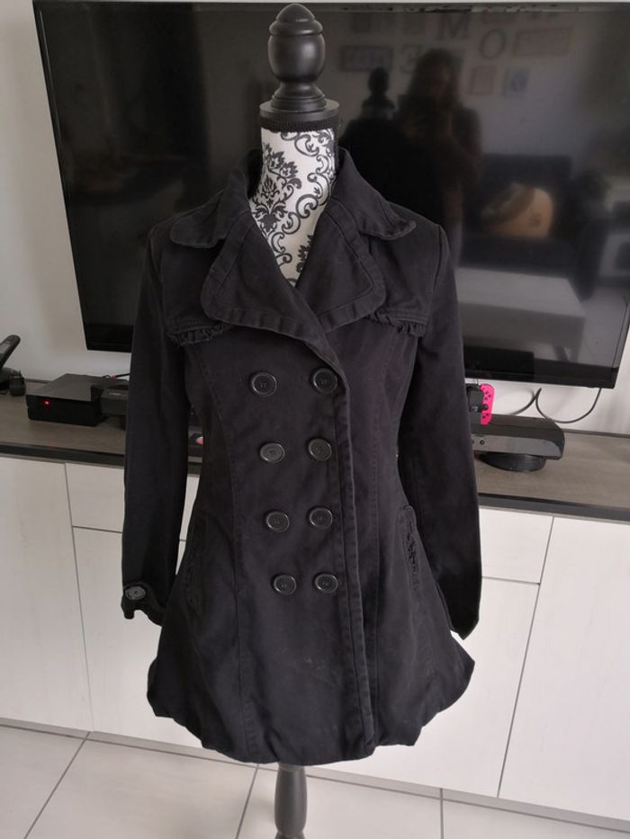 Trench caban manteau noir T2/38/40 kamora