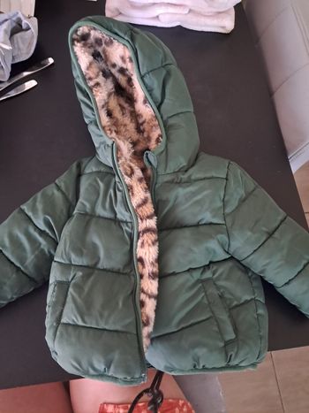 Manteau chaud reversible fourrure léopard 🐆/doudoune vert pailleté TAO