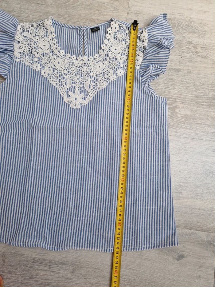 Blouse marinière neuve XS Shein bleu et blanche - photo numéro 4