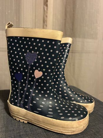 Bottes de pluie motifs pois et cœurs taille 25