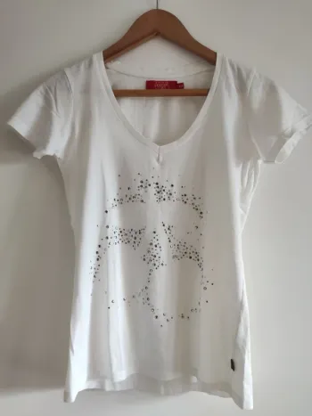 Top blanc le temps des cerises strass