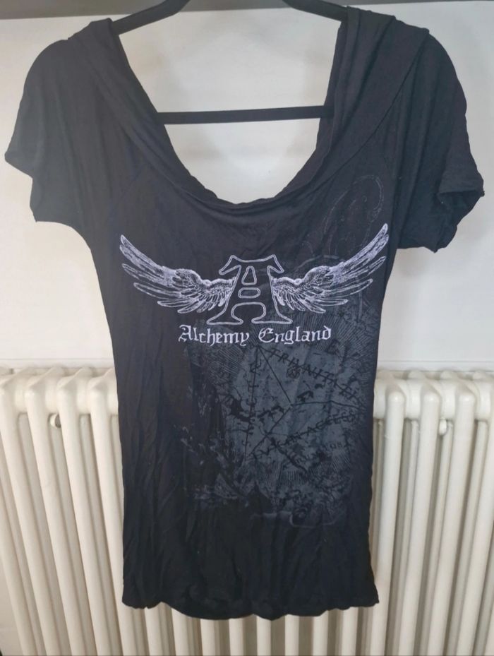 Tee-shirt tunique Alchemy England Gothic noir et violet - photo numéro 4