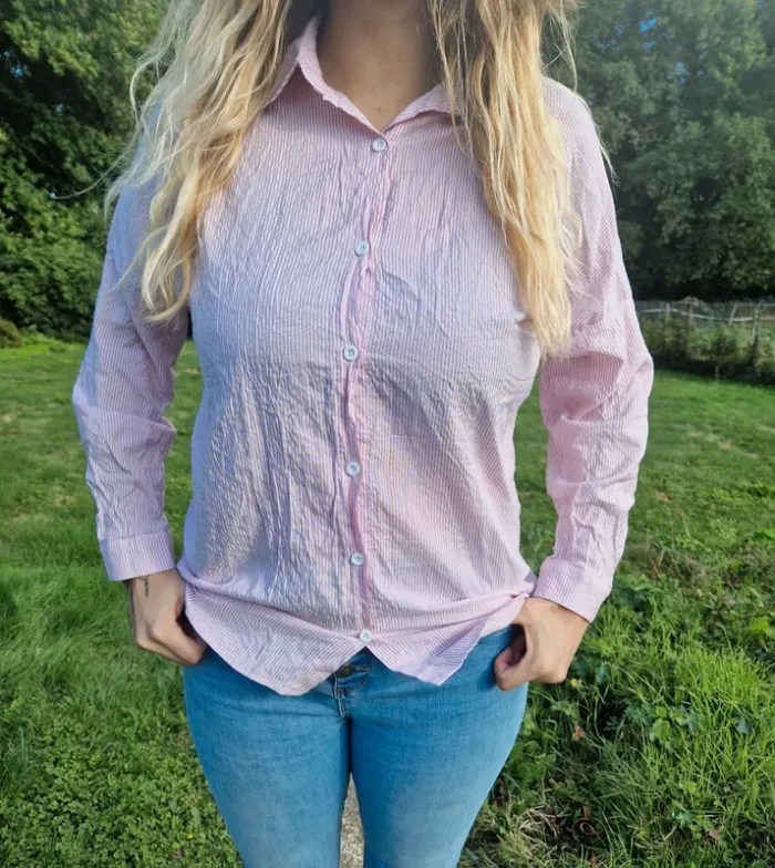 🌸 Chemise rayée rose et blanche Femmes - Taille 38 🌸 - photo numéro 2