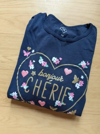 🩷 T-shirt manches longues TEX – 7/8 ans