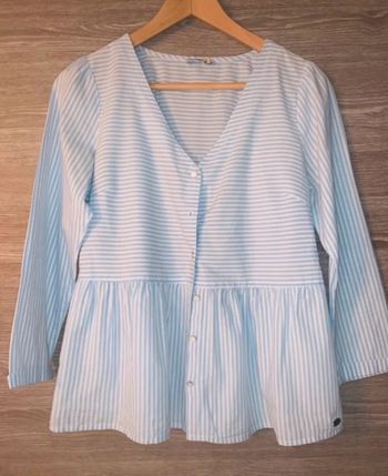 Blouse manches 3/4 Ddp tbe taille 2 38 / 40  peu porté  rayee bleu blanc