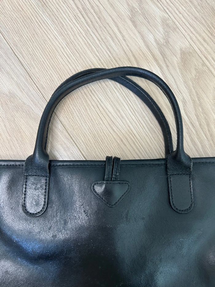 Sac à main Longchamp vintage en cuir noir - photo numéro 10