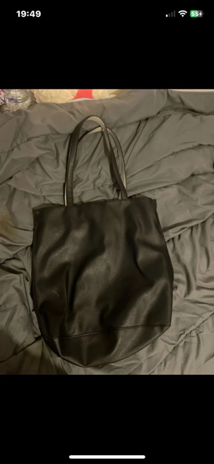 Sac Tote Bag Noir Élégant – Pratique & Grande Contenance (Cours / Bureau / Quotidien) - photo numéro 2