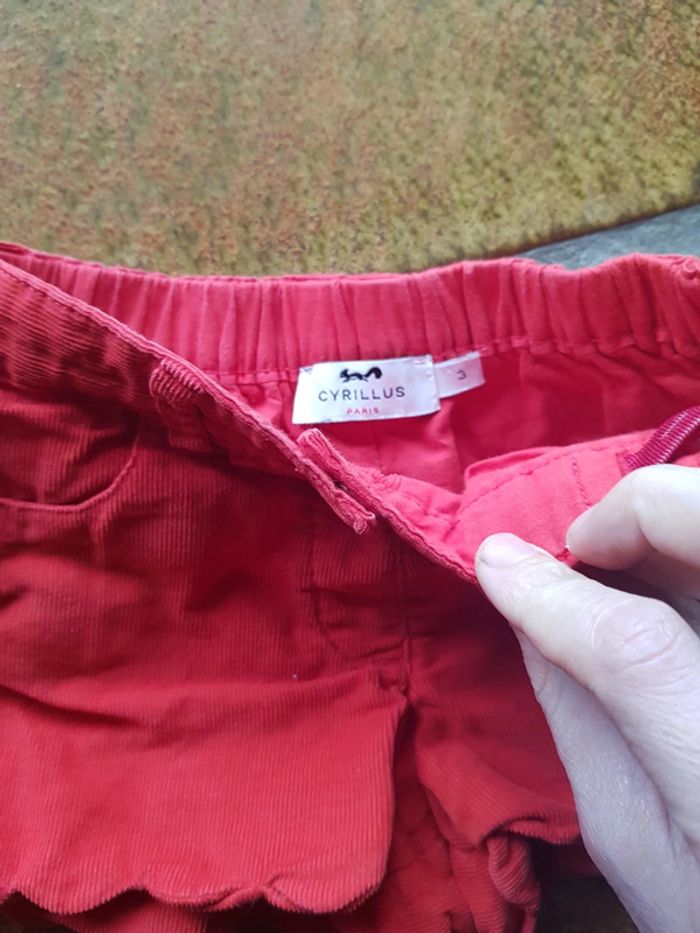 Short rouge velours cyrillus 3ans fille - photo numéro 3