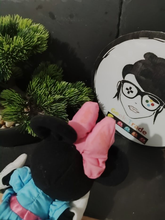 petite peluche doudou Minnie disney rose bleu rose noeud noir ancien vintage - photo numéro 3