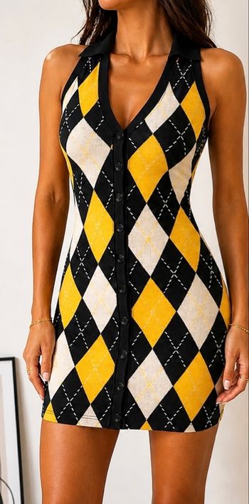 🖤 Robe H&M motif losanges – Taille XS – Style rétro chic 💛