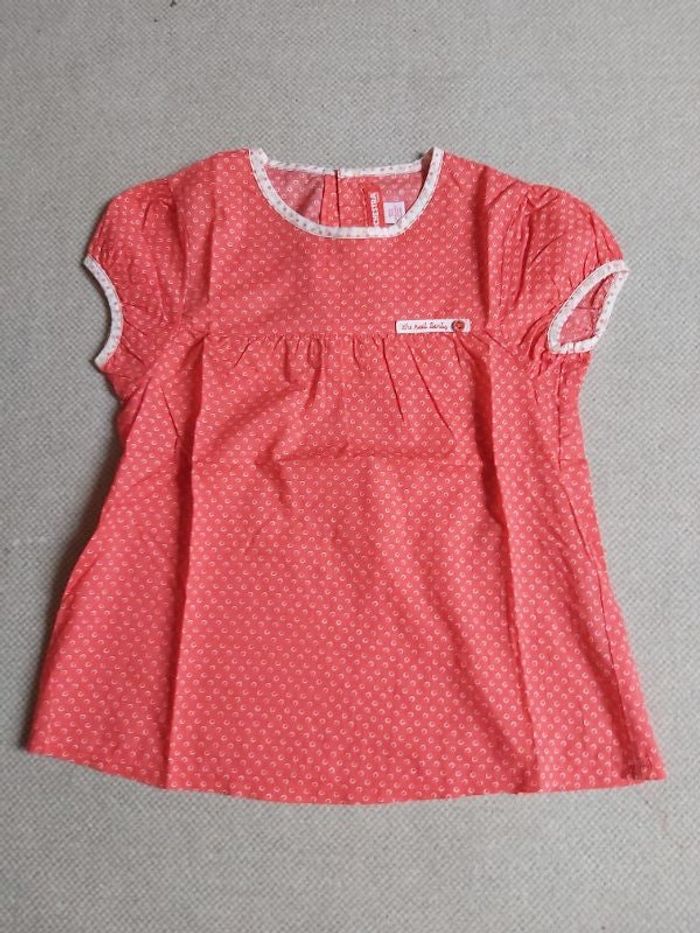 Blouse d'été rouge à rond blanc 10 ans - Orchestra