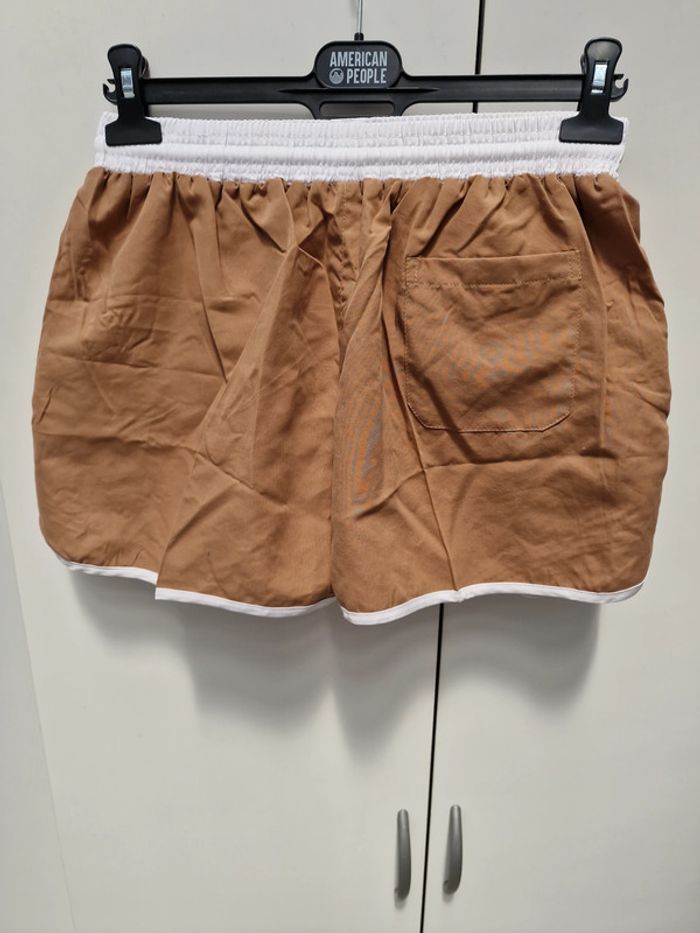 Short De Bain Plage Marron Blanc - photo numéro 3
