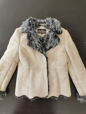 Manteau beige fourrure chaud S/M