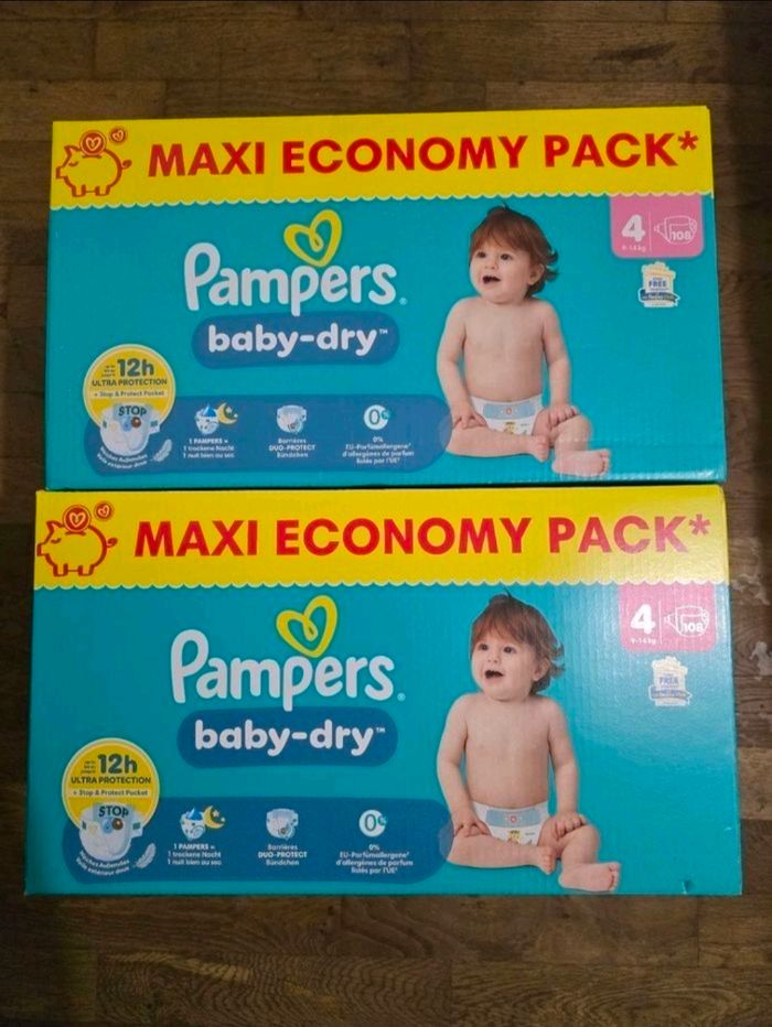 🌟 Pampers Baby Dry 2x108 couches Taille 4 ( 9 - 15 kg) 🌟