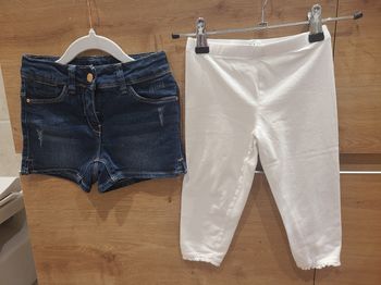 Lot short en jean + pantacourt souple blanc