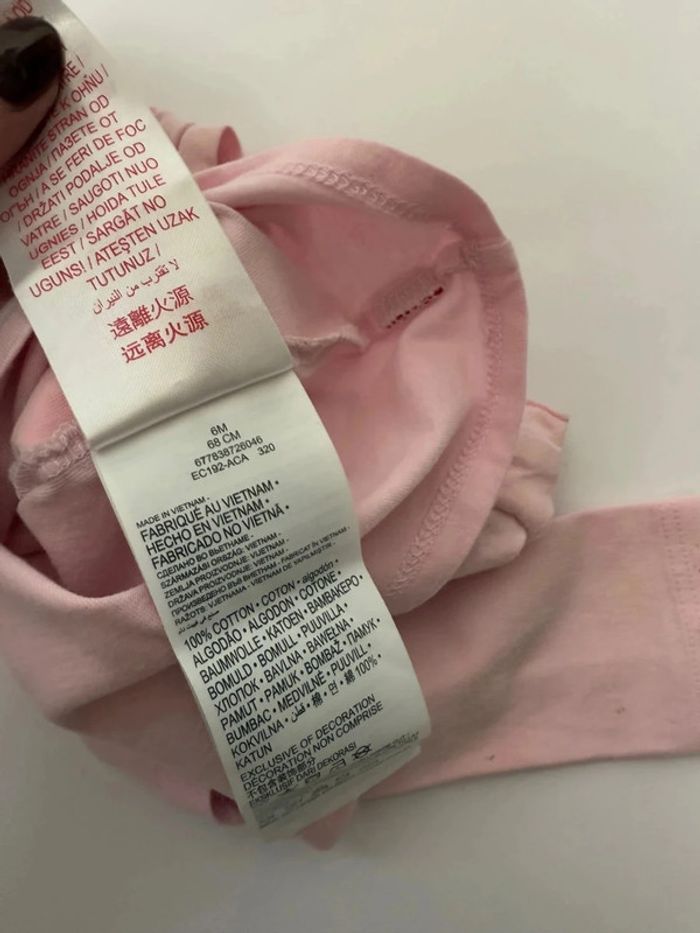 T-shirt Levi's rose fille 6 mois longues manches - photo numéro 4