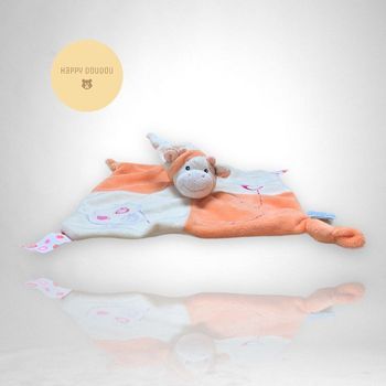Doudou peluche carré mouton orange pommes Gipsy DP235