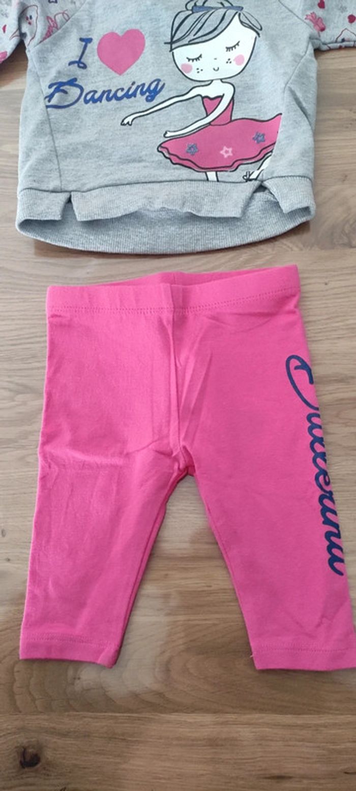 Ensemble bébé fille pull gris + legging rose My First Chicco 3 mois 56cm - photo numéro 3