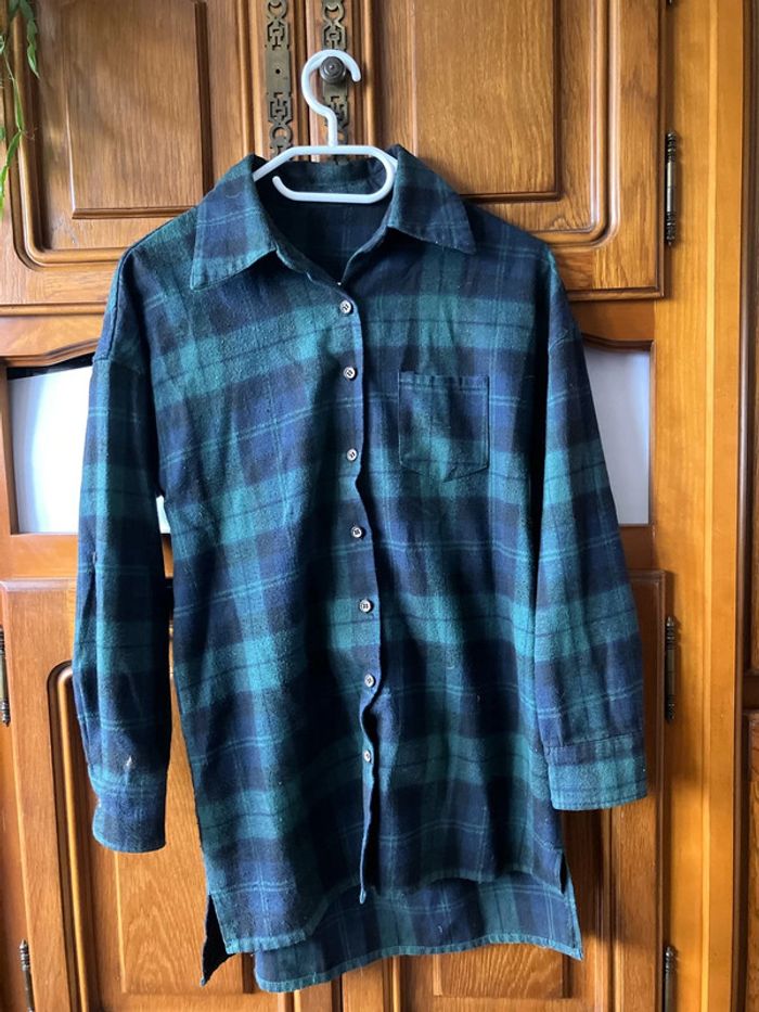 Chemise épaisse à carreaux verte