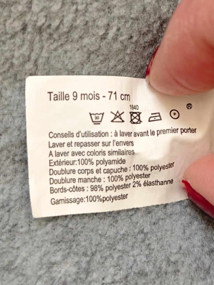 9 mois (71 cm) - combipilote déperlant doublé polaire Bout'chou - photo numéro 5