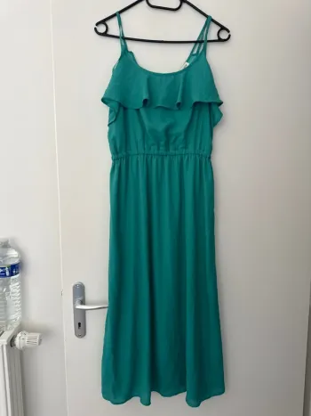 Robe d’été à franges turquoise cache cache