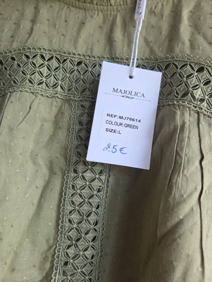 Chemisier vert olive majolica neuf avec étiquette - taille L - photo numéro 2