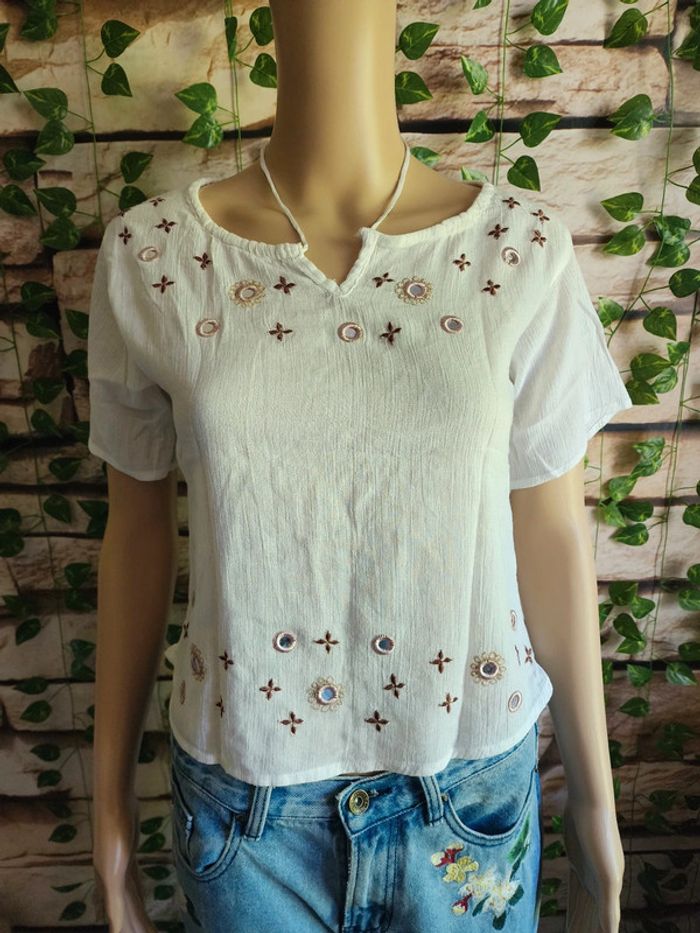 🌸T-shirt MC Blanc Kamksha Taille 36🌸