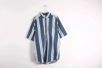 Superbe chemisette vintage 90's en coton motif rayé (#240212)