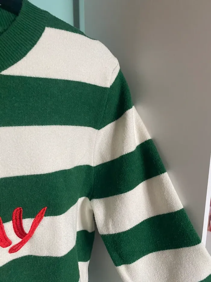 pull à rayures vert et blanc sweewë paris taille S/M - photo numéro 3