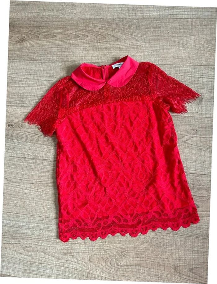 Haut rouge en dentelle à manches courtes Morgan taille S jamais porté - photo numéro 11