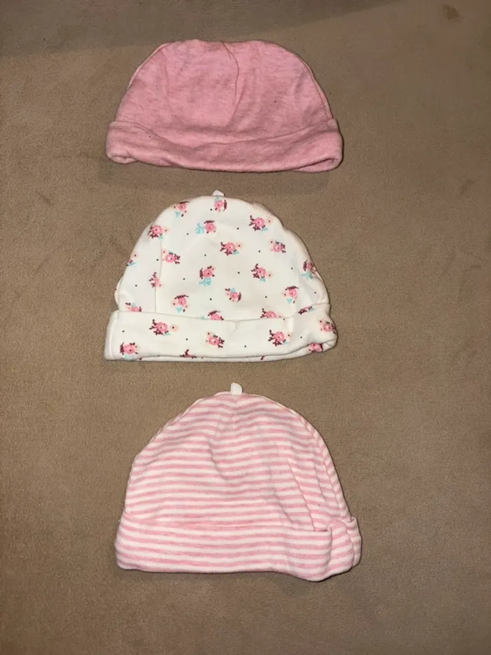 Lot de 3 bonnets naissance