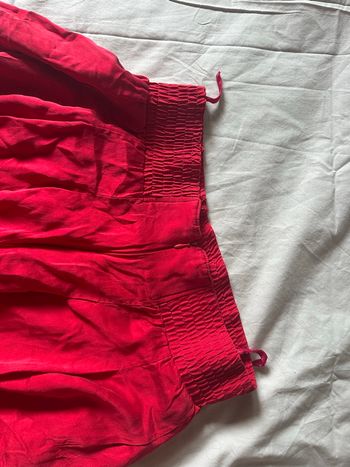 Pantalon rouge à jambes larges taille 38, 100% soie