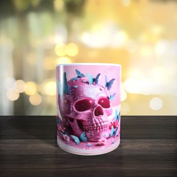 Mug crâne rose, skull
