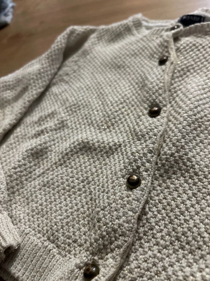 Gilet crème avec fil doré - photo numéro 3