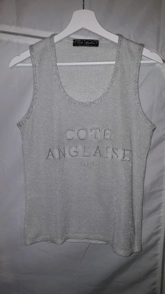 Cote anglaise débardeur blanc argenté taille 40