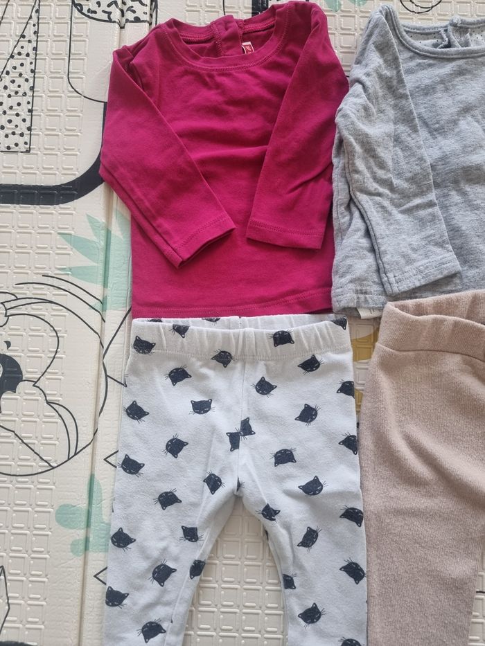 Lot de 3 ensembles tee-shirt manches longues et 3 leggins - photo numéro 2