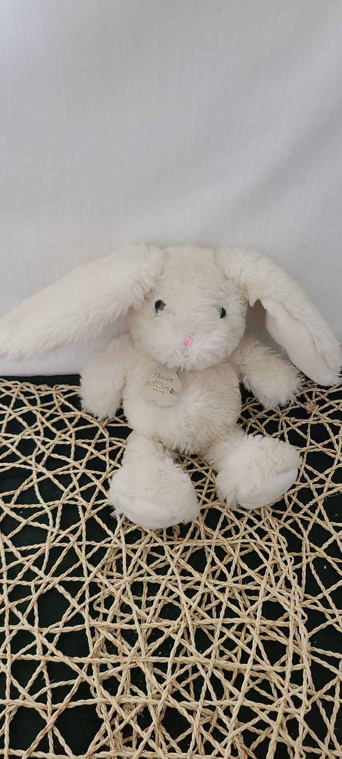doudou peluche lapin beige crème poils longs tout doux HISTOIRE D'OURS - photo numéro 2