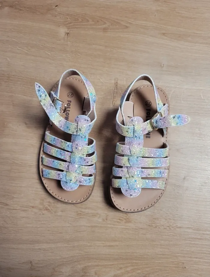 Sandales fille pailletées multicolores neuves 27 - photo numéro 3